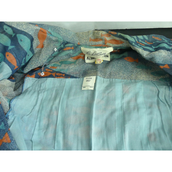 Vtg 1960s Albert Nipon Silk Fish Dress Lattimore Collab Button Front Sz 6 - Picture 8 of 13